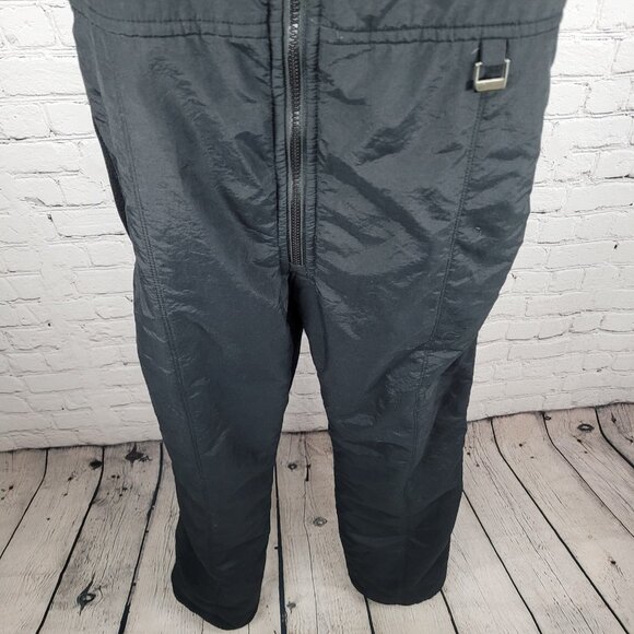 Lift Seven Black Front Zip Adjustable Lined Padded Snow Bib Pants Large L - Picture 5 of 14